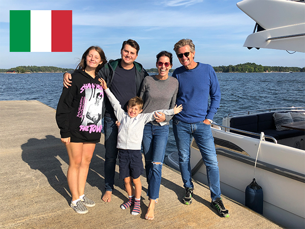 Ulrica with family, from Italy