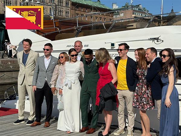 The newlyweds and their friends enjoyed a beautiful day in the Stockholm archipelago.